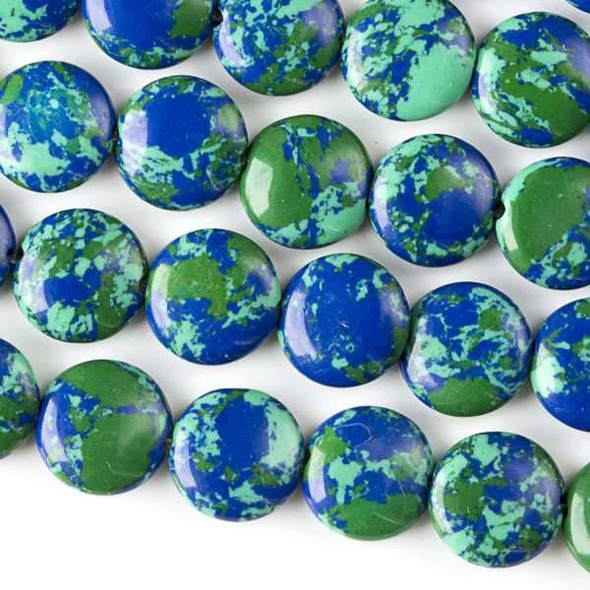 Synthetic Azurite 10mm Coin Beads - approx. 8 inch strand, Set A