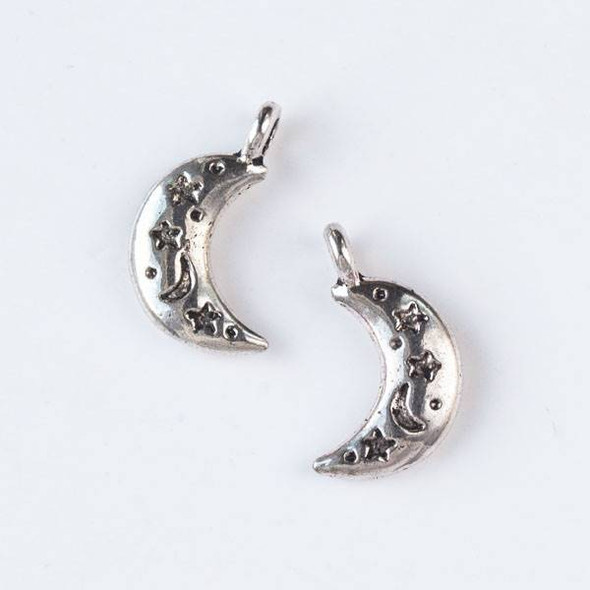 Silver Pewter 6x19mm Moon Charm - 10 per bag