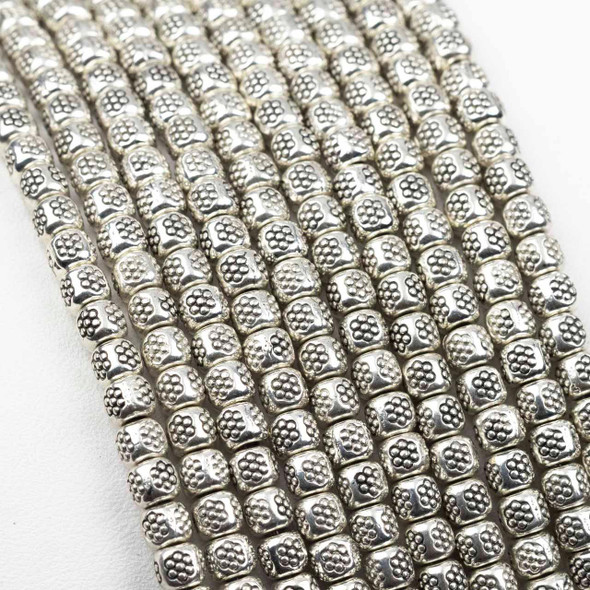 Cherry Tree Beads Silver "Pewter" (zinc-based alloy) Thai Style 3x5mm Spacer Beads with Stamped Daisies - 8 inch strand 