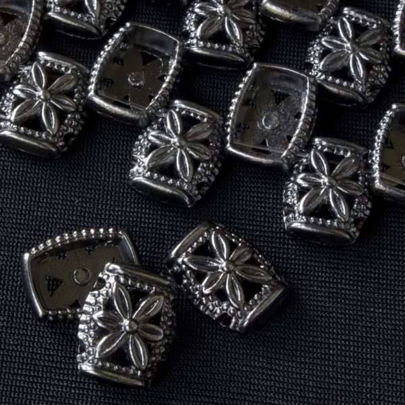 Gun Metal Colored Pewter 11x14mm 2-Hole Daisy Spacer Beads - approx. 8 inch strand - basea0380gm