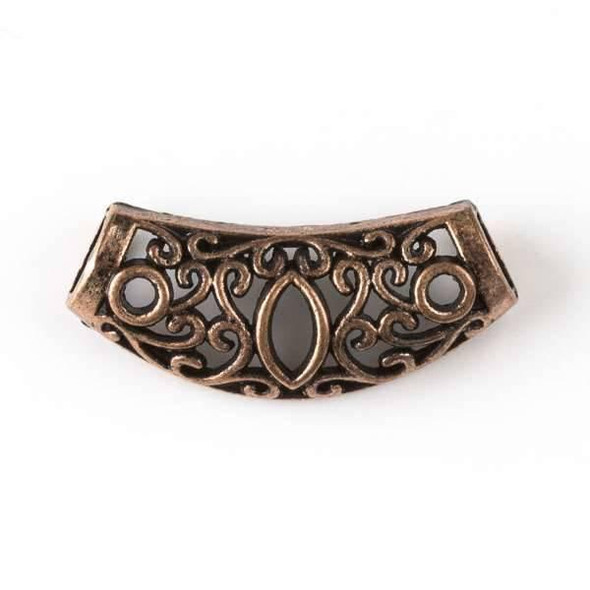 Cherry Tree Beads Vintage Copper Colored "Pewter" (zinc-based alloy) 13x30mm Center Piece with Marquise and 6mm Large Hole - 3 per bag - basea16022vc