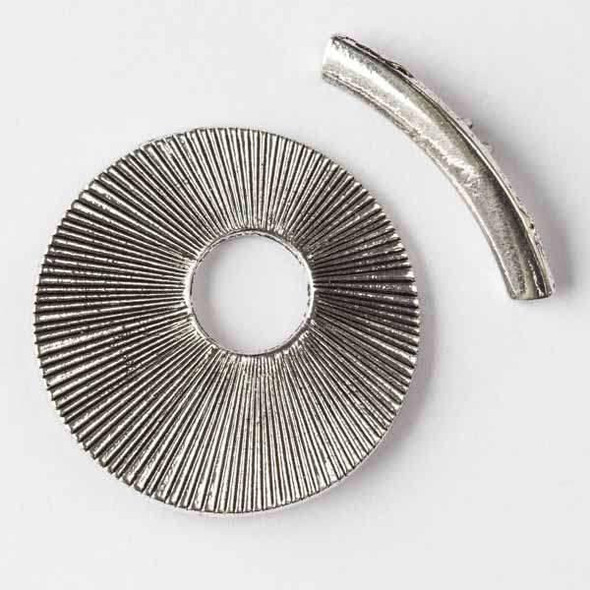 Cherry Tree Beads Silver "Pewter" (zinc-based alloy) 40mm Sun Disc Toggle - 2 per bag - basea1607s 