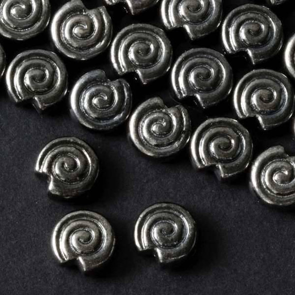 Gun Metal Colored Pewter 11mm Snail Shell Beads - approx. 8 inch strand - basea6817gm