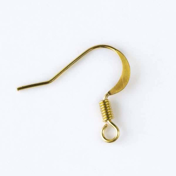 Gold Colored Pewter 16mm Ear Wire with Coil - 24 per bag (12 pairs) - baseJL-025g