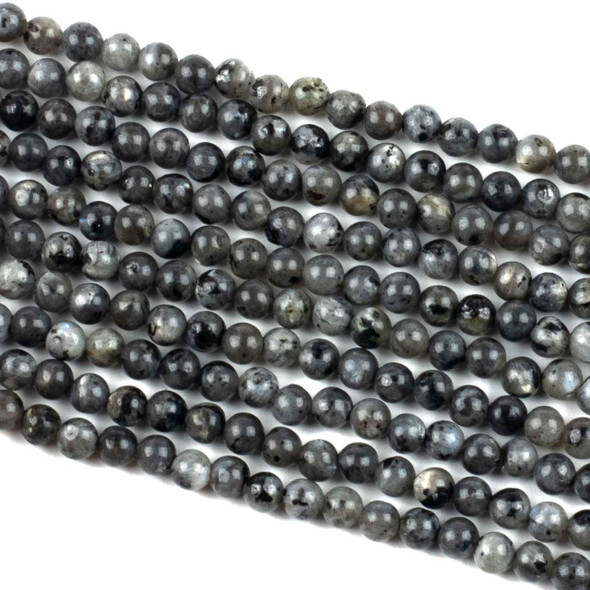 Cherry Tree Beads Black Labradorite/Larvikite 4mm Round Beads - 14.5 inch strand 