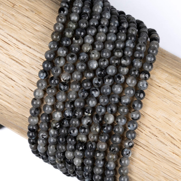 Cherry Tree Beads Black Labradorite/Larvikite 4mm Round Beads - 15 inch strand 