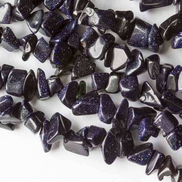 Blue Goldstone 5-8mm Chip Beads - 34" circular strand