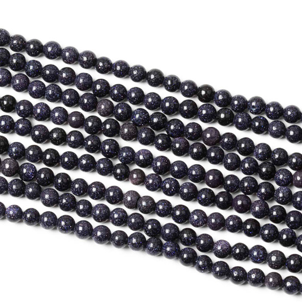 Blue Goldstone 4mm Round Beads - 14.5 inch strand