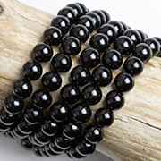 Cherry Tree Beads Black Tourmaline 8mm Round Beads - 15 inch strand