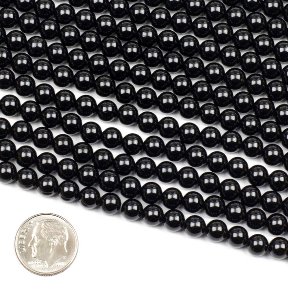 Cherry Tree Beads Black Tourmaline 6mm Mala Round Beads - 115 beads per strand