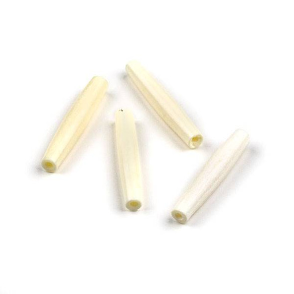 Bone 1.5 inch White Hairpipe Beads - 4 per bag