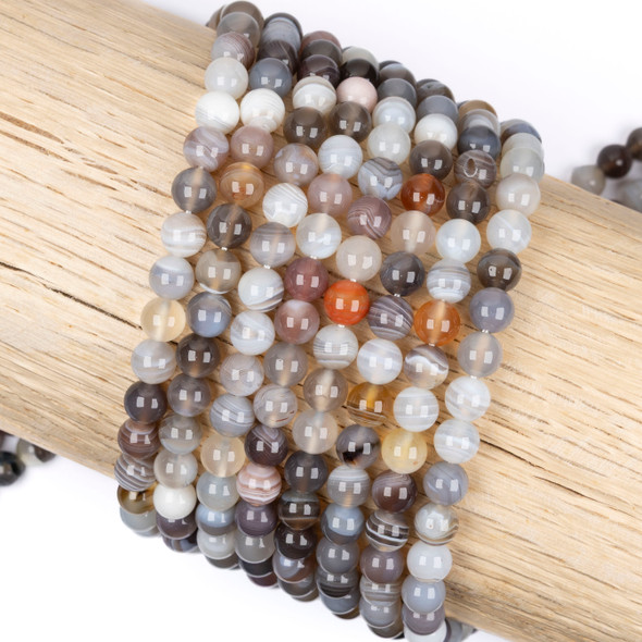 Cherry Tree Beads Botswana Agate 6mm Round Beads - 15 inch strand