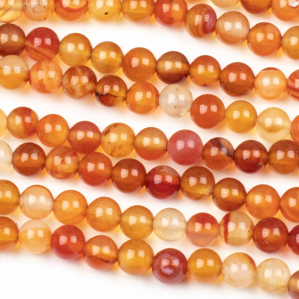 Carnelian 6mm Round Beads - approx. 8 inch strand, Set A