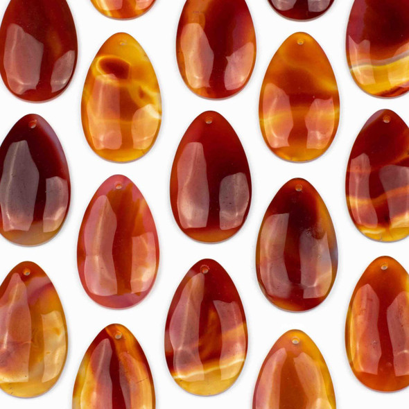 Cherry Tree Beads Carnelian/Red Agate 30x50mm Top Front to Back Drilled Teardrop Pendant with a Flat Back - 1 per bag 