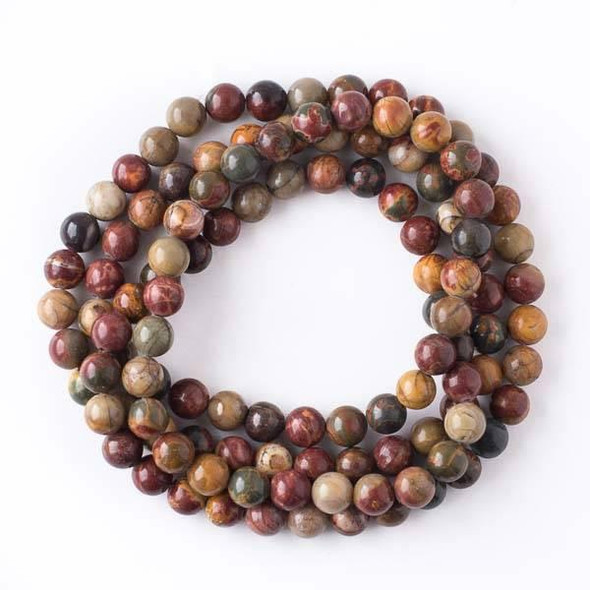 Cherry Tree Beads Red Cherry Creek Jasper 8mm Mala Round Beads - 115 beads per strand 