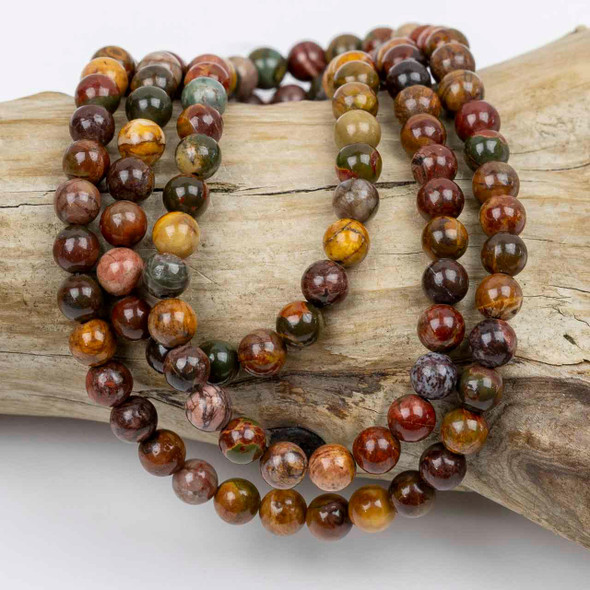 Cherry Tree Beads Red Cherry Creek Jasper 8mm Mala Round Beads - 115 beads per strand 