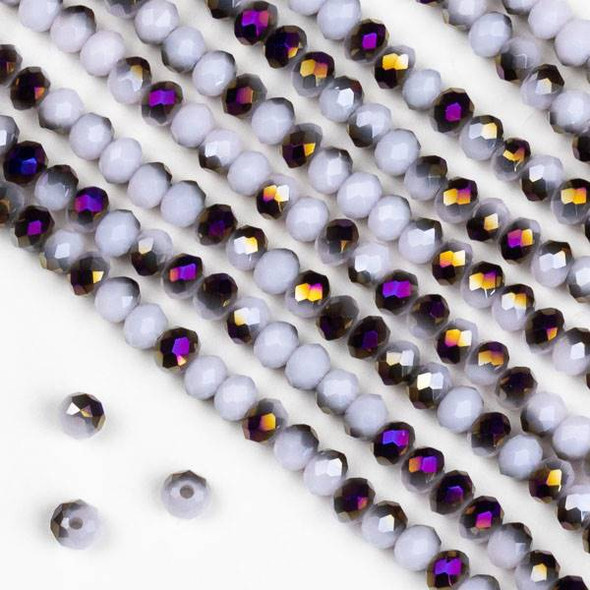Crystal 2x3mm Purple Rainbow Kissed Opaque Light Pink Hydrangea Rondelle Beads - Approx. 15.5 inch strand