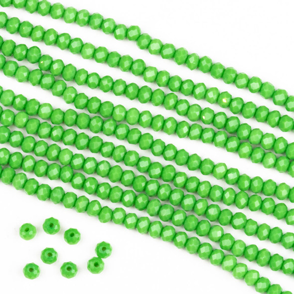 Crystal 2x3mm Opaque Tropical Green Rondelle Beads -Approx. 15.5 inch strand