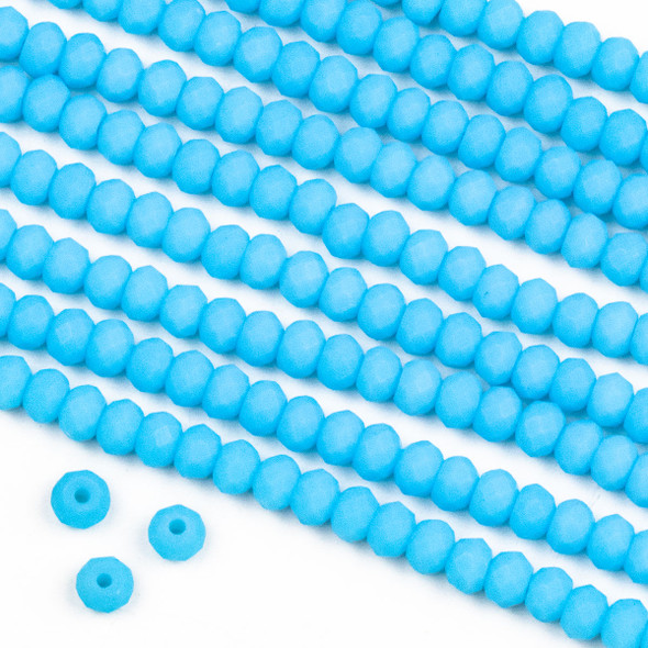 Crystal 3x4mm Opaque Matte Middle Sky Blue Rondelle Beads -Approx. 15.5 inch strand