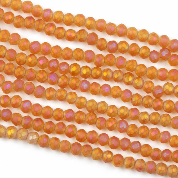 Crystal 3x4mm Opaque Matte Sunset Orange Rondelle Beads -Approx. 15.5 inch strand