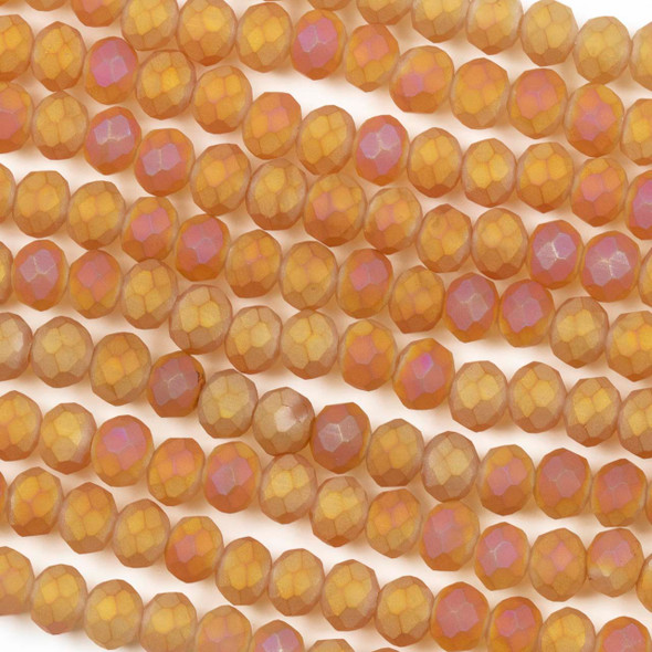 Crystal 4x6mm Opaque Matte Sunset Orange Rondelle Beads -Approx. 15.5 inch strand