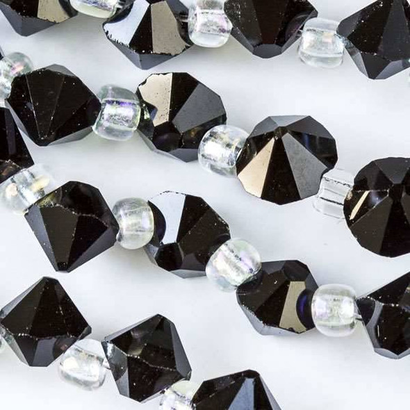 Crystal 6mm Jet Black Faceted Rivets - approx. 8 inch strand