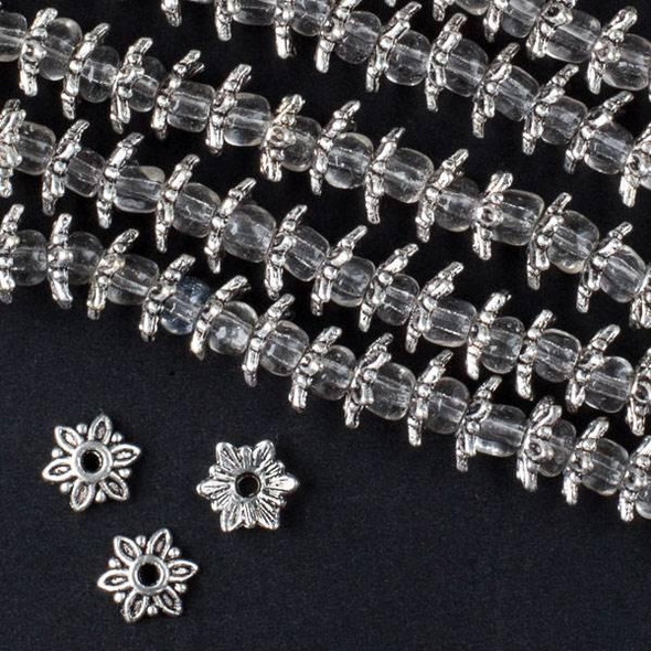 Cherry Tree Beads Silver "Pewter" (zinc-based alloy) 1x7mm Pointed Bead Caps - approx. 8 inch strand - CTB00002s 