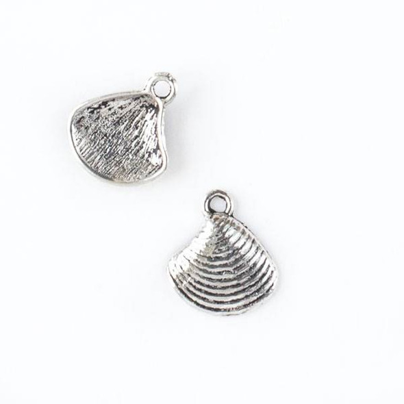 Silver Pewter 13x15mm Clam Shell Charm - 10 per bag