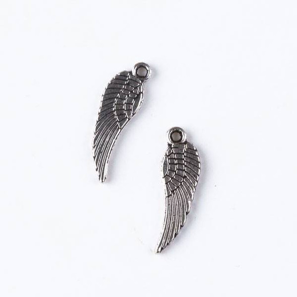 Silver Pewter 5x16mm Small Wing Charm - 10 per bag