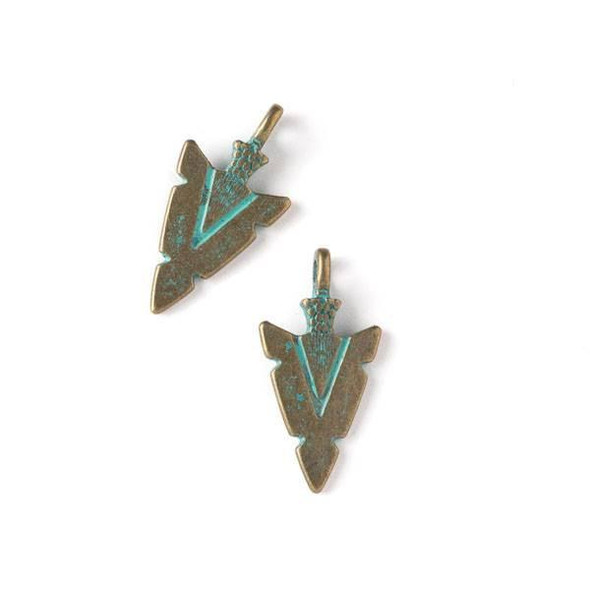 Cherry Tree Beads Green Bronze Colored "Pewter" (zinc-based alloy) 15x31mm Arrowhead Charm