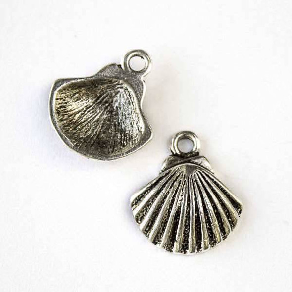 Silver Pewter 16x18mm Scallop Shell Charm - 10 per bag