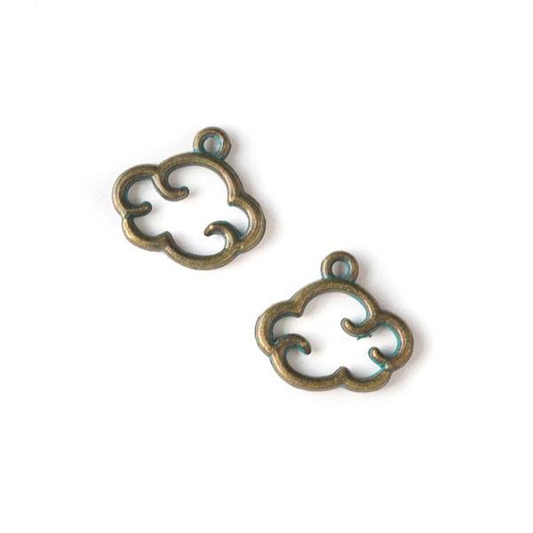 Green Bronze Colored Pewter 13x14mm Cloud Charm - 10 per bag