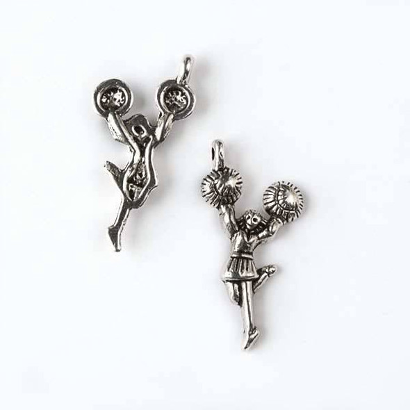 Silver Pewter 14x28mm Cheerleader Charm - 10 per bag