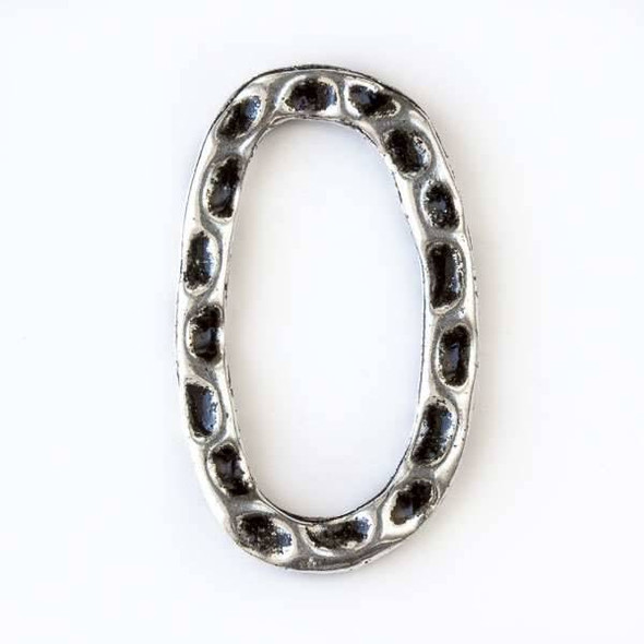 Silver Pewter 18x30mm Irregular Oval Link with Hammered Dimples - 6 per bag - CTB12670s