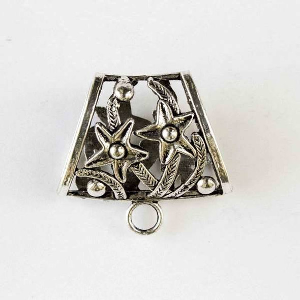Silver Pewter 36x39mm Scarf Bail or Center Piece Pendant Drop with Starfish and a 13x26mm Large Hole - 1 per bag
