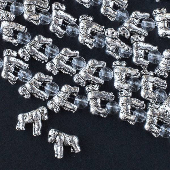Silver Pewter 12x14mm Gorilla Beads - approx. 8 inch strand - CTB16430s