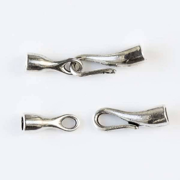 Silver Pewter 5x17mm Hook Cord End with 5x13mm Loop Cord End - 10 sets per bag - CTB19855s