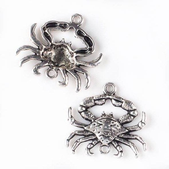 Silver Pewter 22x25mm Crab Link with 2 Loops - 10 per bag