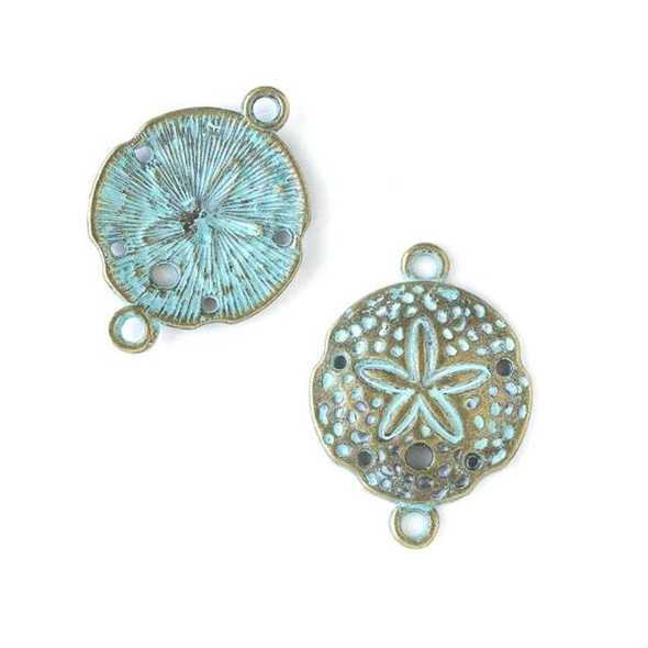 Green Bronze Colored Pewter 21x24mm Sand Dollar Link - 10 per bag