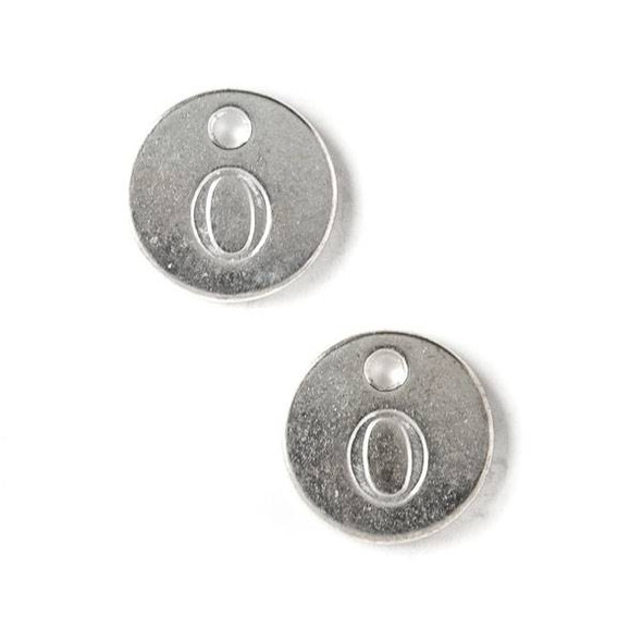 Silver Pewter 12mm Letter "O" Coin Charm - 6 per bag