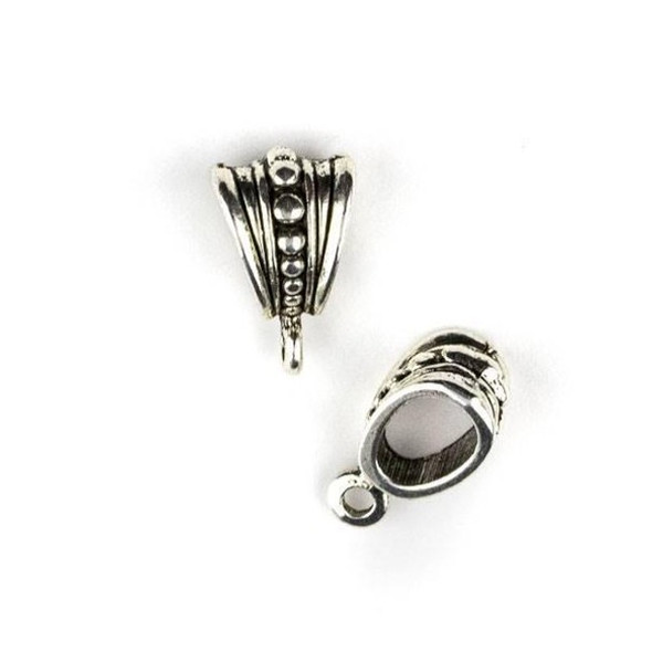 Cherry Tree Beads Silver "Pewter" (zinc-based alloy) 9x15mm Pendant Bail with Dotted Stripe - 4 per bag