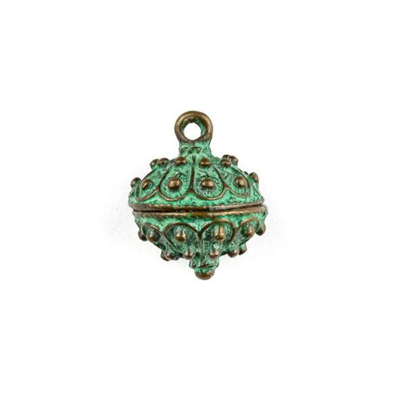 Green Bronze Colored Pewter 16x20mm Bali Style Dotted Bauble Charm - 1 per bag
