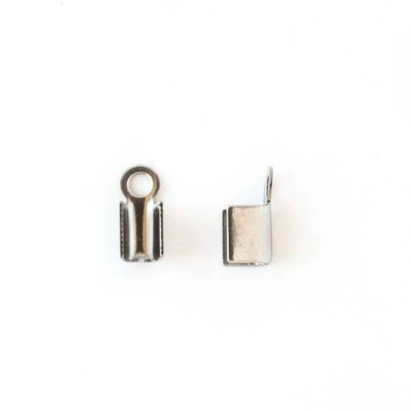 Stainless Steel 4mm Fold Over Cord Ends -  50 per bag (25 pairs) - CTBP120105ss