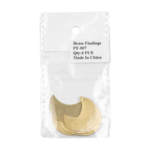 Raw Brass 20x29mm Waxing Crescent Moon Drop Components with 1 hole - 6 per bag - CTBPF-007