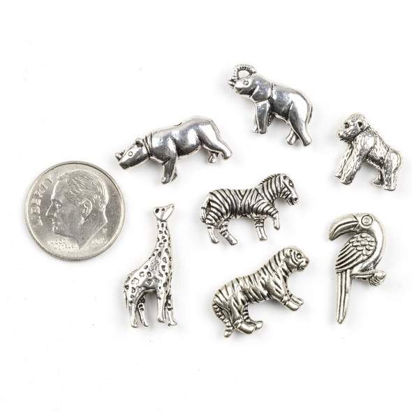 Cherry Tree Beads Silver Pewter African Safari Beads - approx. 8 inch strand 