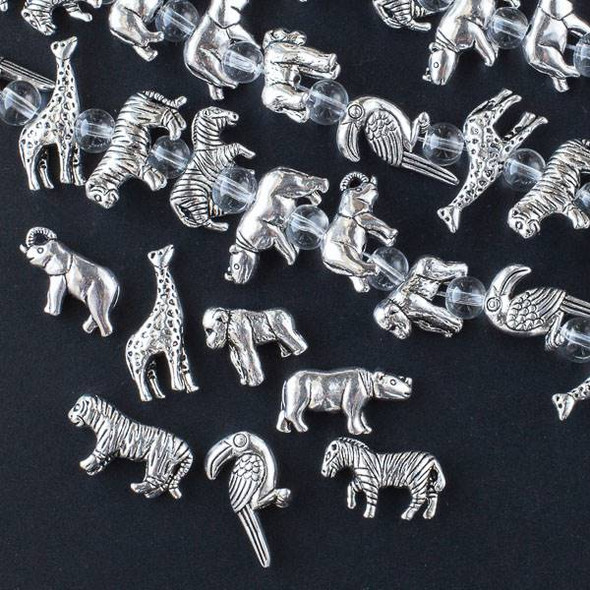 Silver Pewter African Safari Mixed Strand - approx. 8 inch strand - CTBsafmx1640s