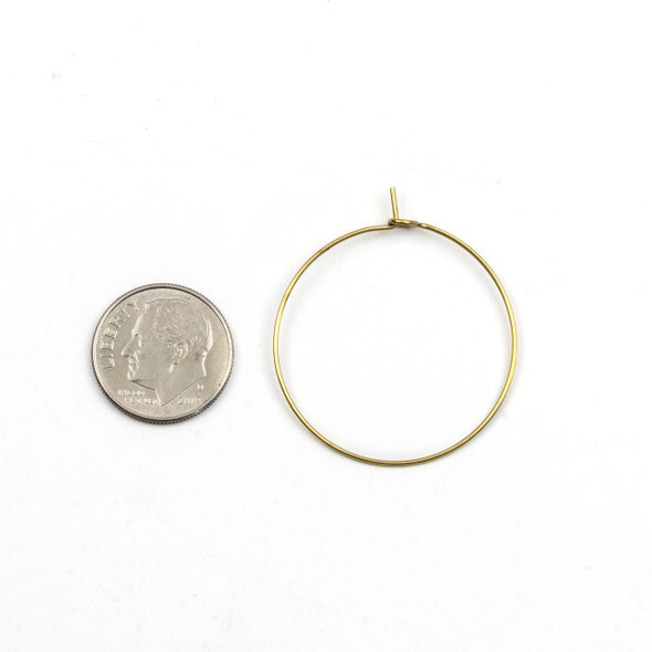 Cherry Tree Beads Brass 30mm Hoop Ear Wires - 6 pieces 
