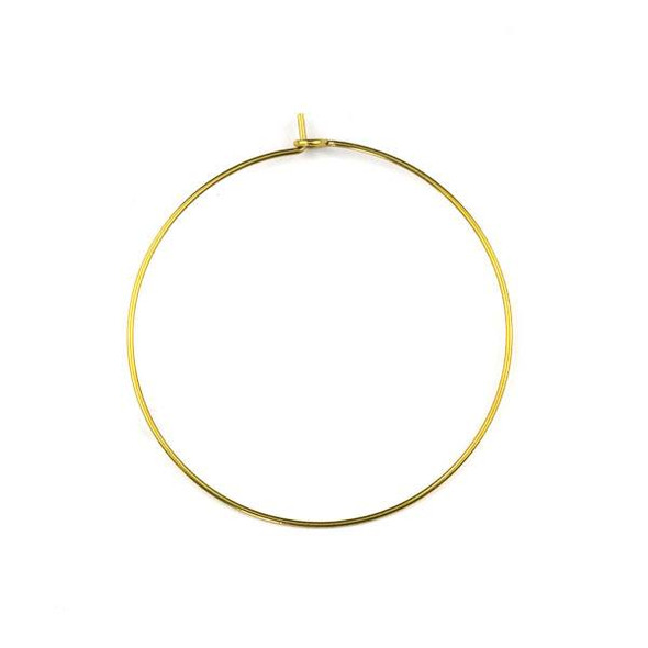 Raw Brass 40mm Hoop Ear Wires - 6 per bag - CTBXJ-029