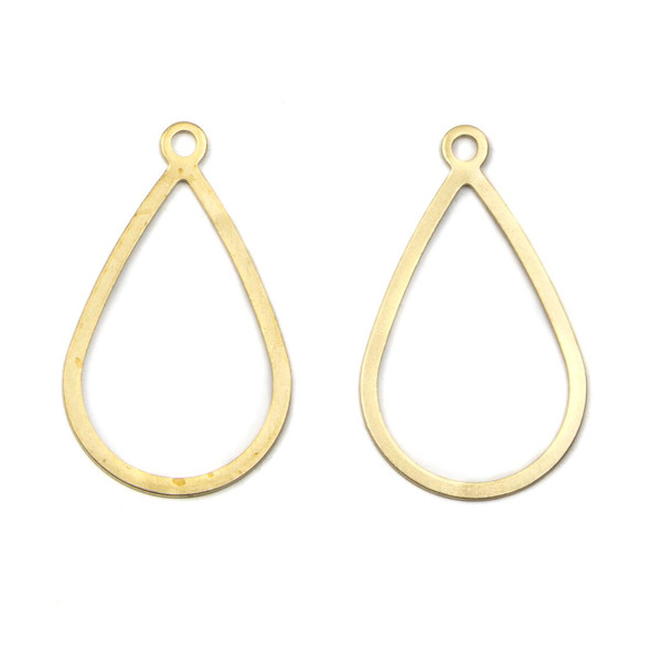 Cherry Tree Beads Brass 17x29mm Small Teardrop Drop Components - 6 per bag 