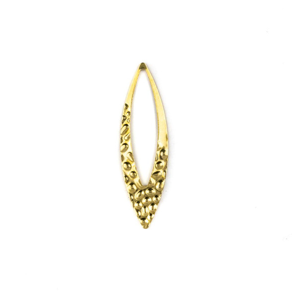 Cherry Tree Beads Raw Brass 12x42mm Half Textured Marquise Hoop Drop Components - 6 per bag - CTBXJ-043